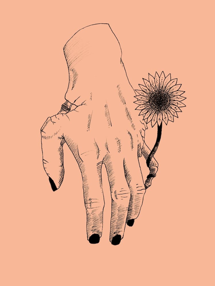Flower On A Decaying Hand
