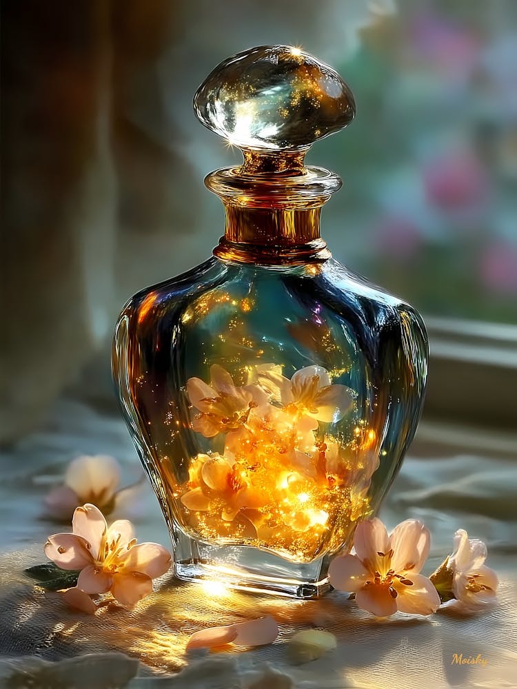Lily in Bloom, Magical Perfume Bottle Art, flowers