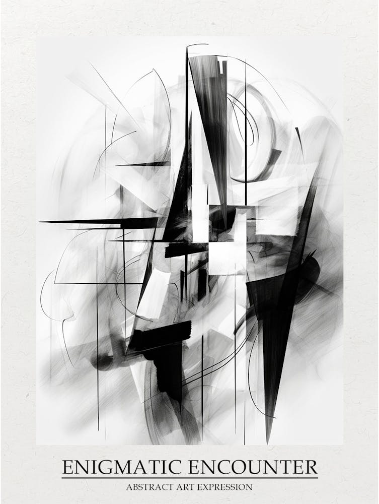 Rencontre Énigmatique Abstrait Noir Et Blanc 6 Affiche