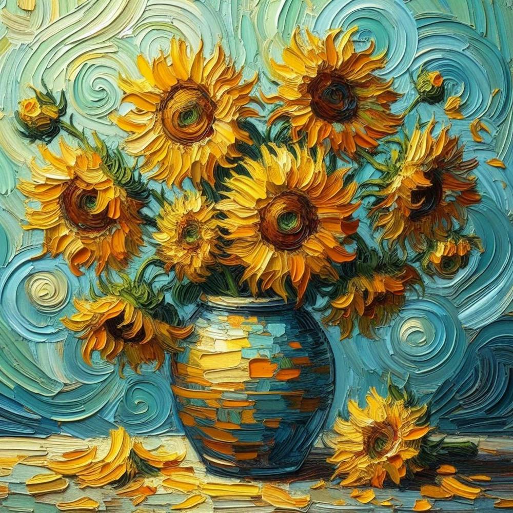 Sunflowers On Blue, Van Gogh (1) 1