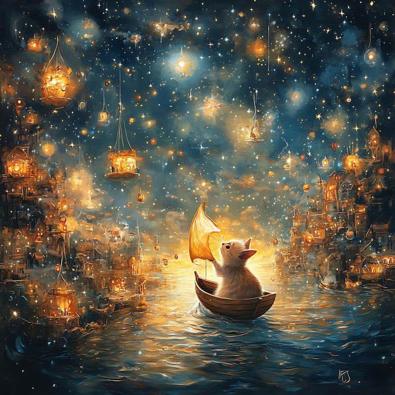 Cat Sailing Starry Sea Fantasy 3