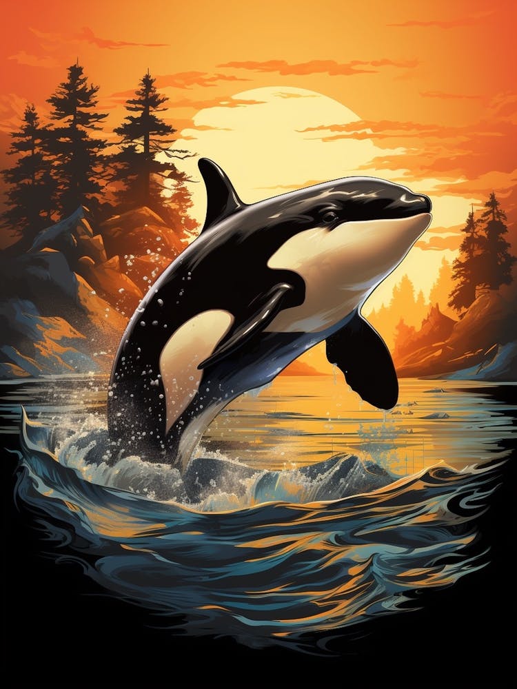 Realistic Orca Whale Diving In The Air 2