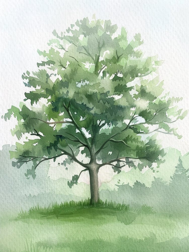 Sycamore Tree Atmospheric Watercolour Painting 2