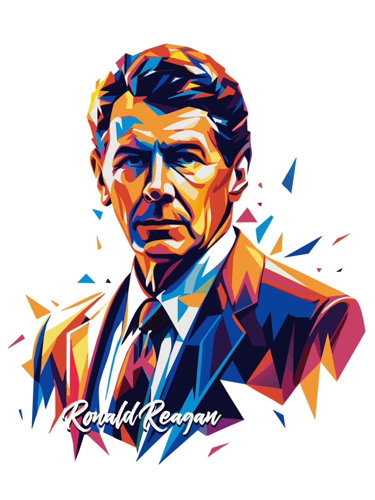 Ronald Reagan 01 Portrait WPAP Pop Art