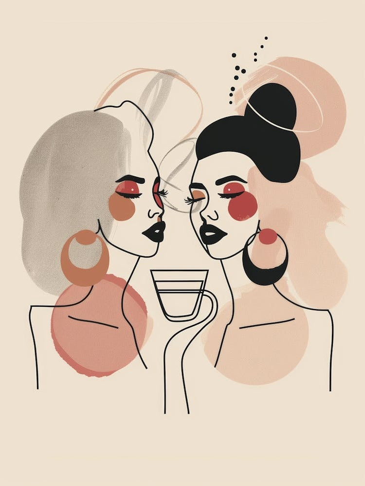 Two Women Drinking Coffee