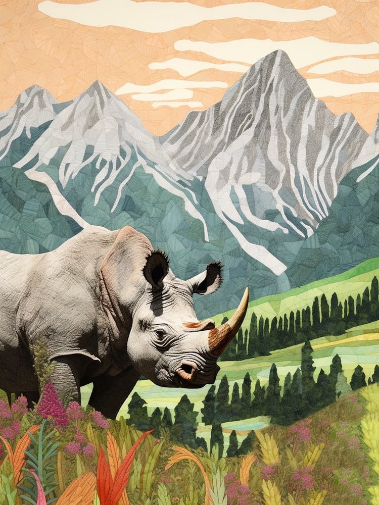 Collage Style Rhino