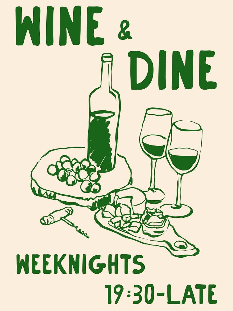 Wein und Speisen Grün