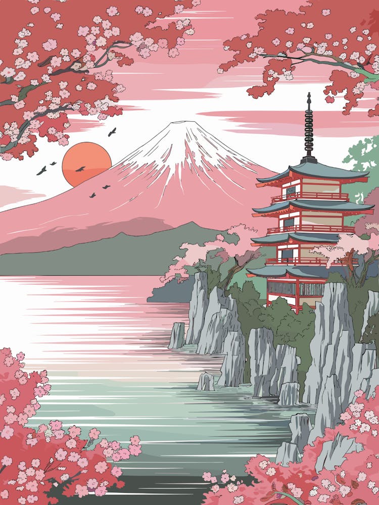 Japanese Mountain Fuji Aesthetic