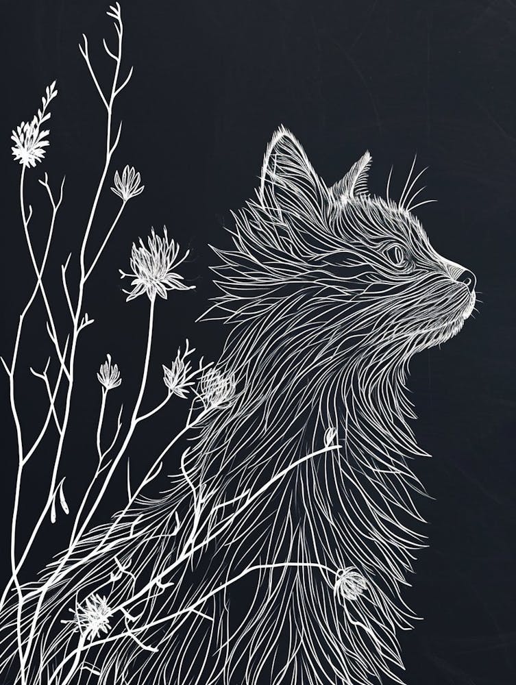 Laperm Cat Minimalist Illustration 1