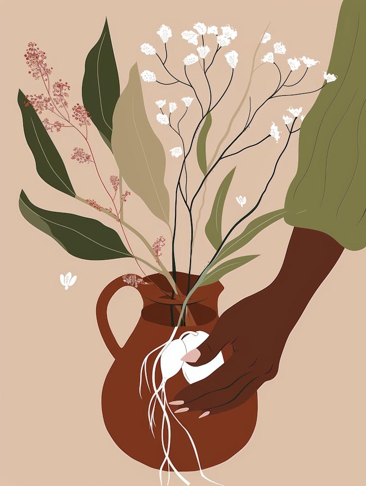 Illustration Einer Hand Beim Blumenpflanzen