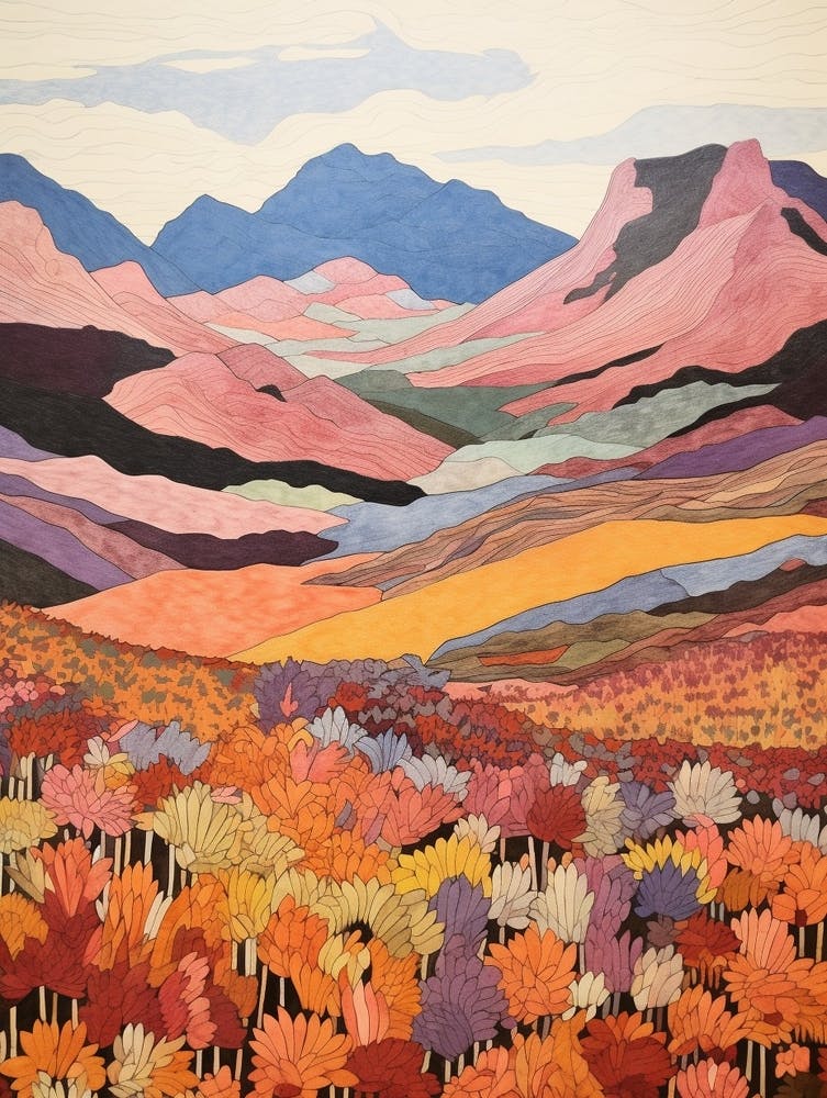 Mount Bierstadt United States 2 Colourful Mountain Illustration