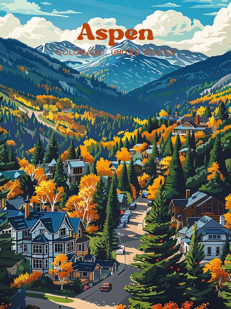 Aspen Colorado Autumn Travel Art
