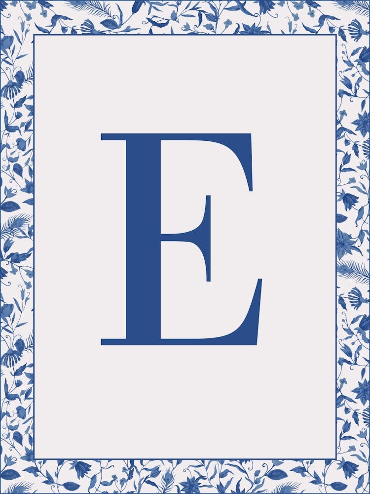 Letter E Monogram Initial Blue