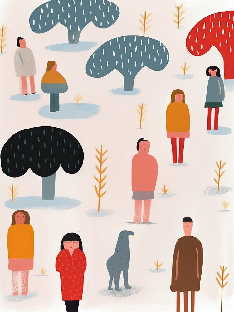 Tiny People At The Zoo Animals And Illustration 1