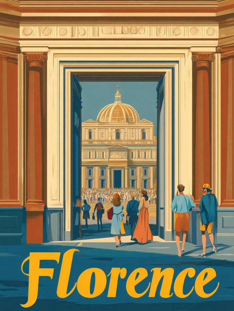 Aihrgdesign A Retro Travel Poster For Florence Featuring The 6