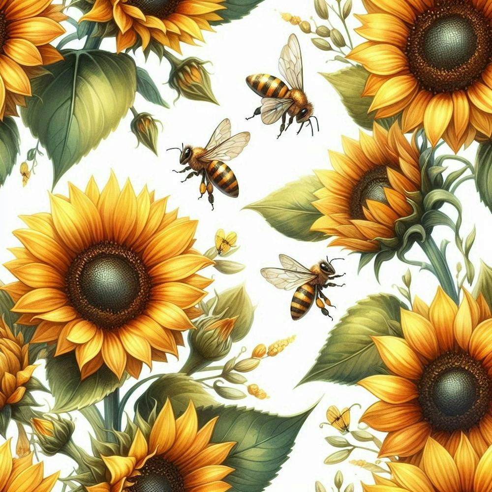 Sunflowers With Bees