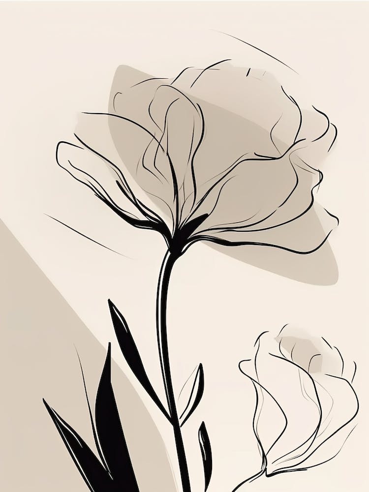 Gladioli Line Art Flowers Illustration Neutral 11