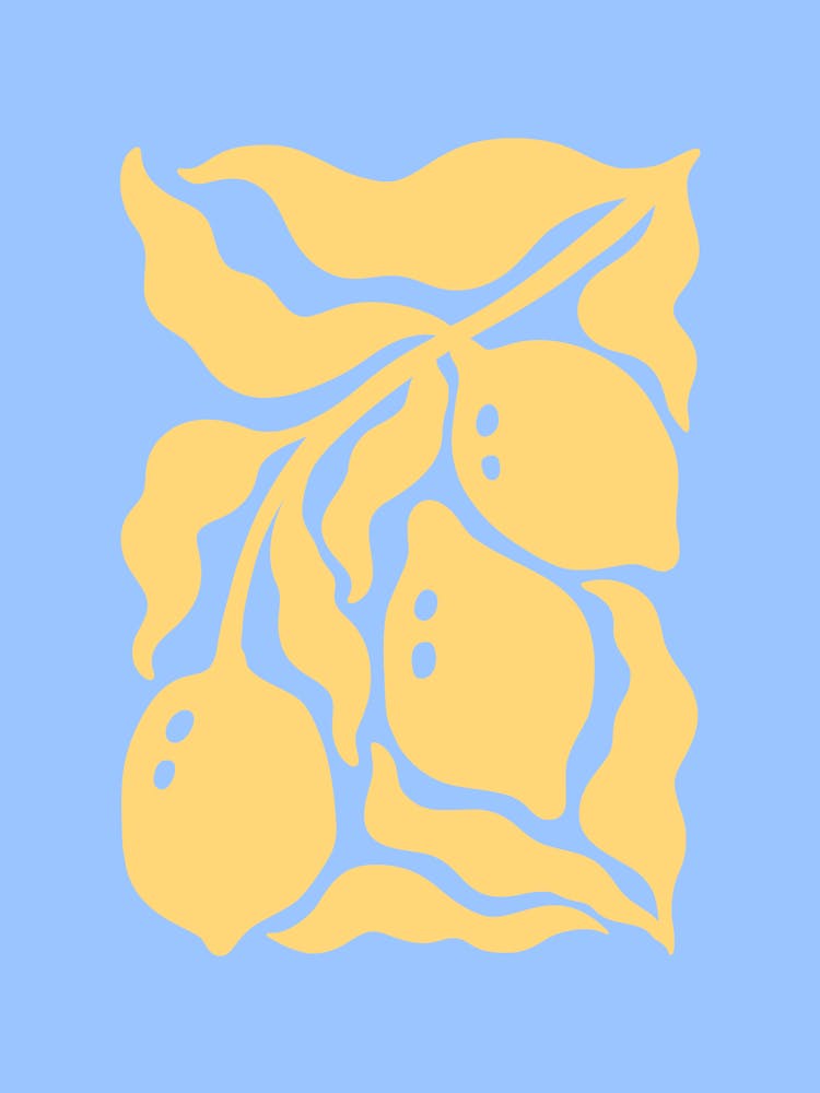 Lemons On A Blue Background
