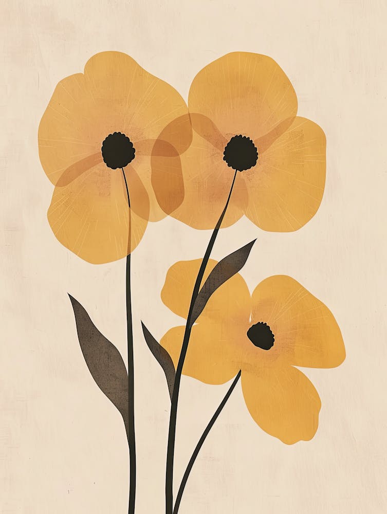 Yellow Poppies Boho Minimalist Style