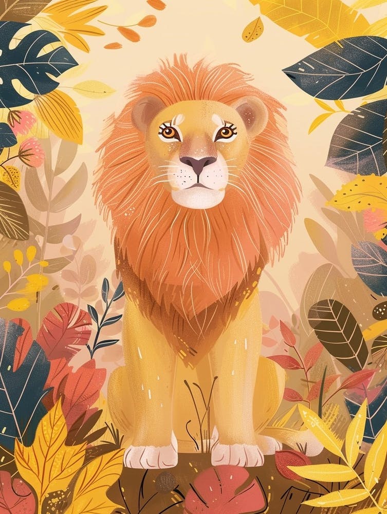 African Lion Lion In Different Seasons Illustration 3