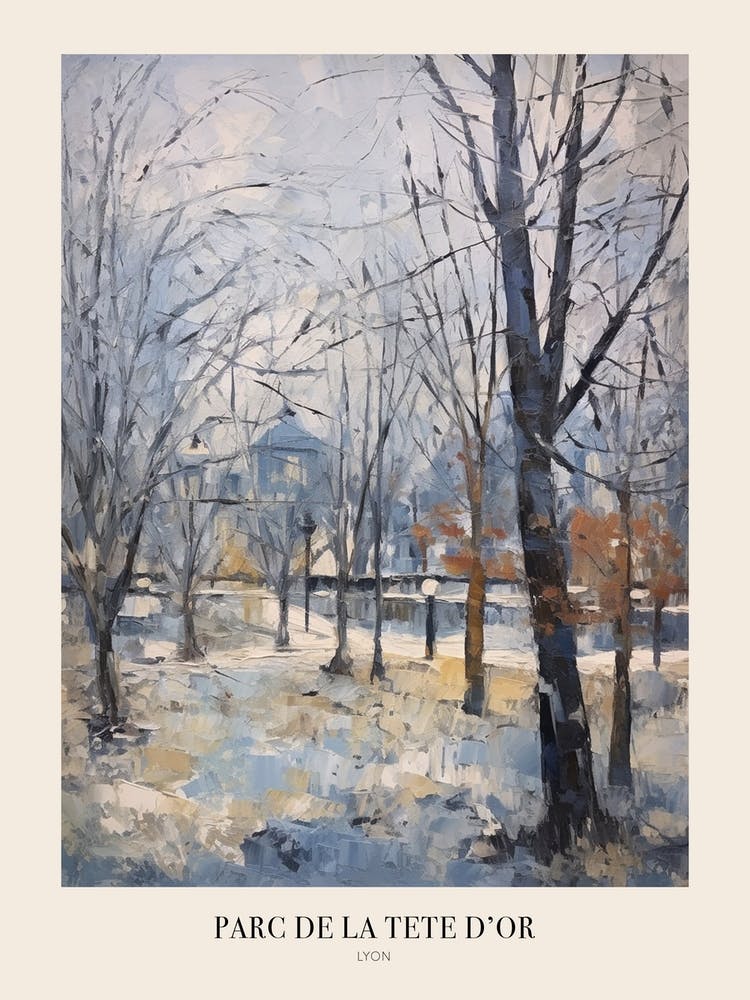 Winter City Park Poster Parc De La Tete D Or Lyon France 1