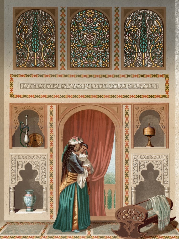 Vintage Arabesken-Kinderzimmer-Lithografieplatte Nr. 89 & 90, Emile Prisses D’Avennes, La Decoration Arabe