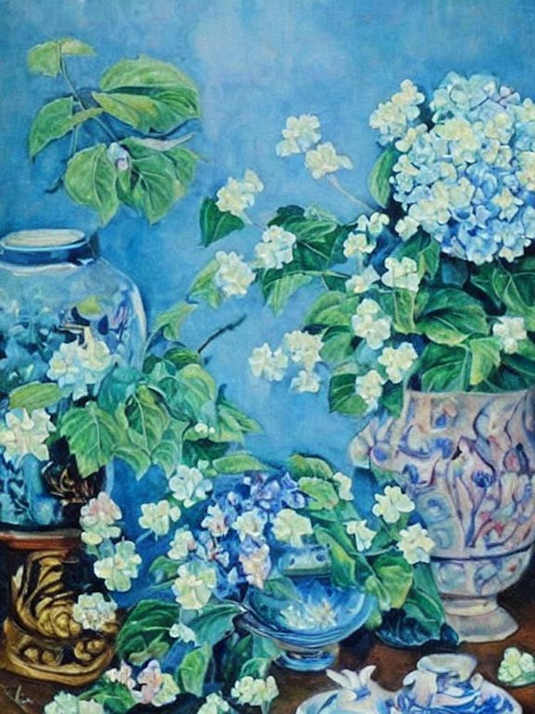 Hydrangea Floral Print Bright Painting Flower