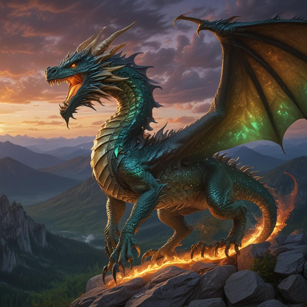 Dragon au coucher du soleil