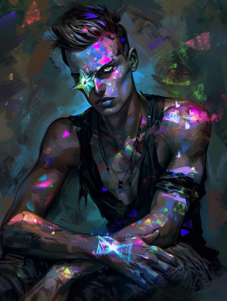 Man With Neon Lights