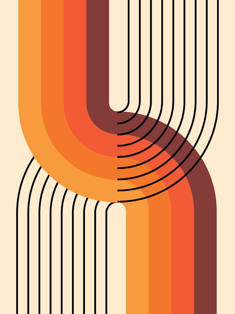 Abstrait Géométrique Arc-en-ciel Mid-century Moderne I Thème Rétro 01