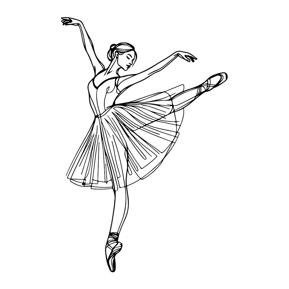 Grace in Motion – Ballerina Line Art 1