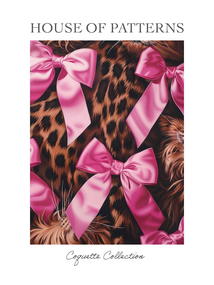 Pink Lace Animal Print Bow Pattern Poster