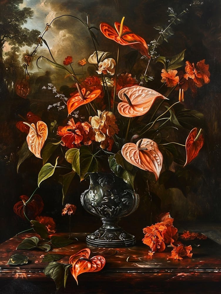 Baroque Floral Still Life Flamingo Flower 4