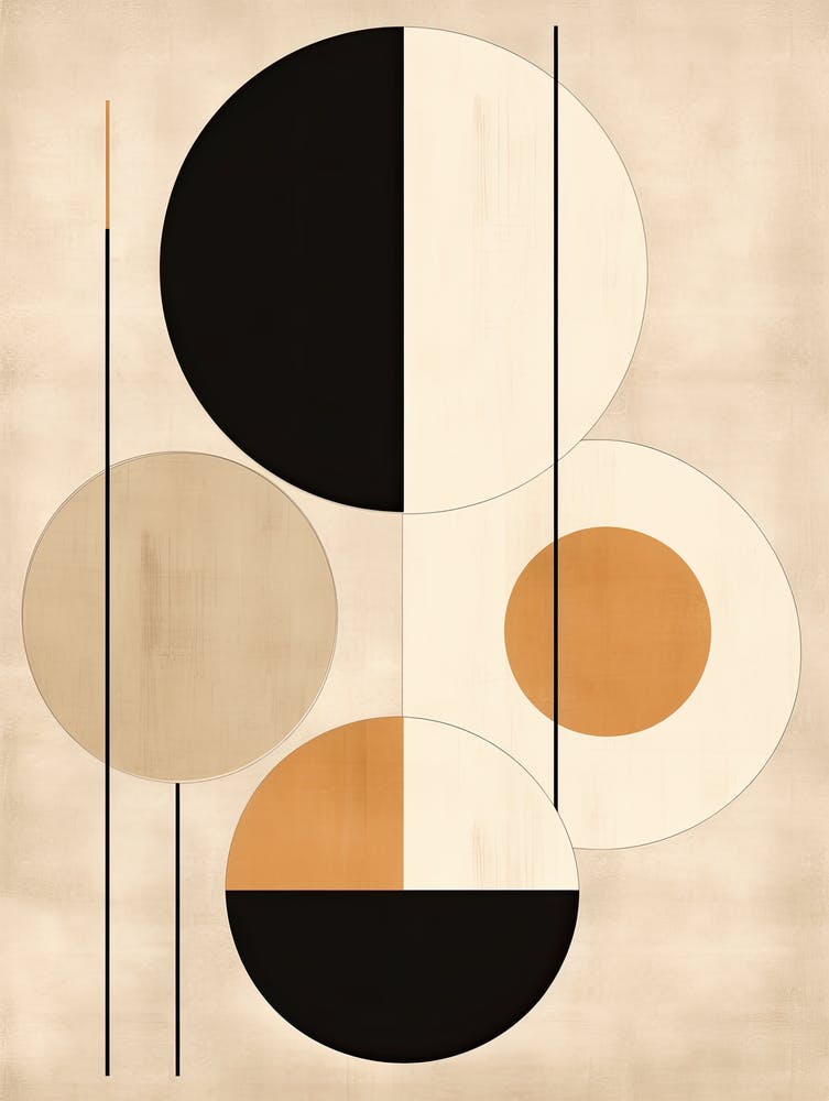 Beige Odyssey: Geometric Bauhaus Circles