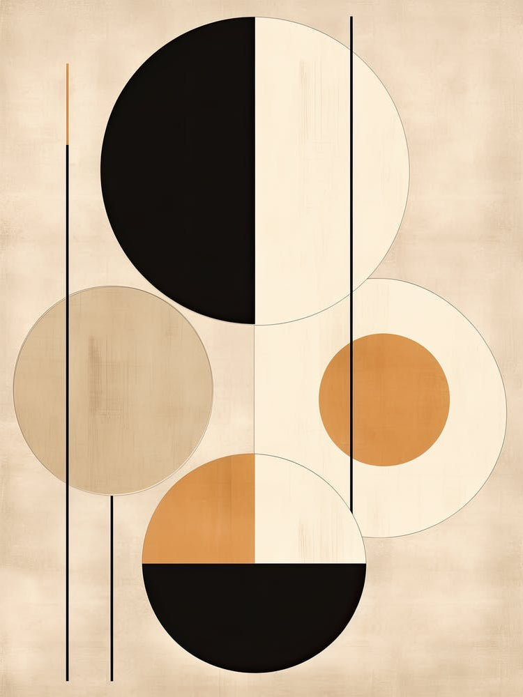 Beige Odyssey: Geometric Bauhaus Circles