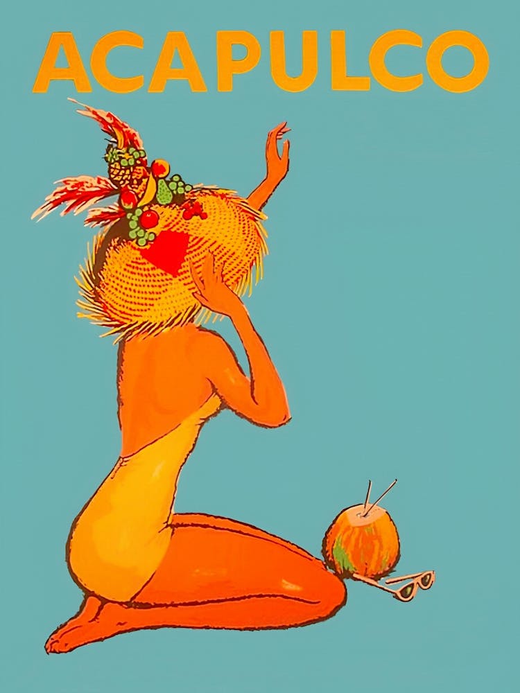 Acapulco Mexico Retro Vintage Travel Poster