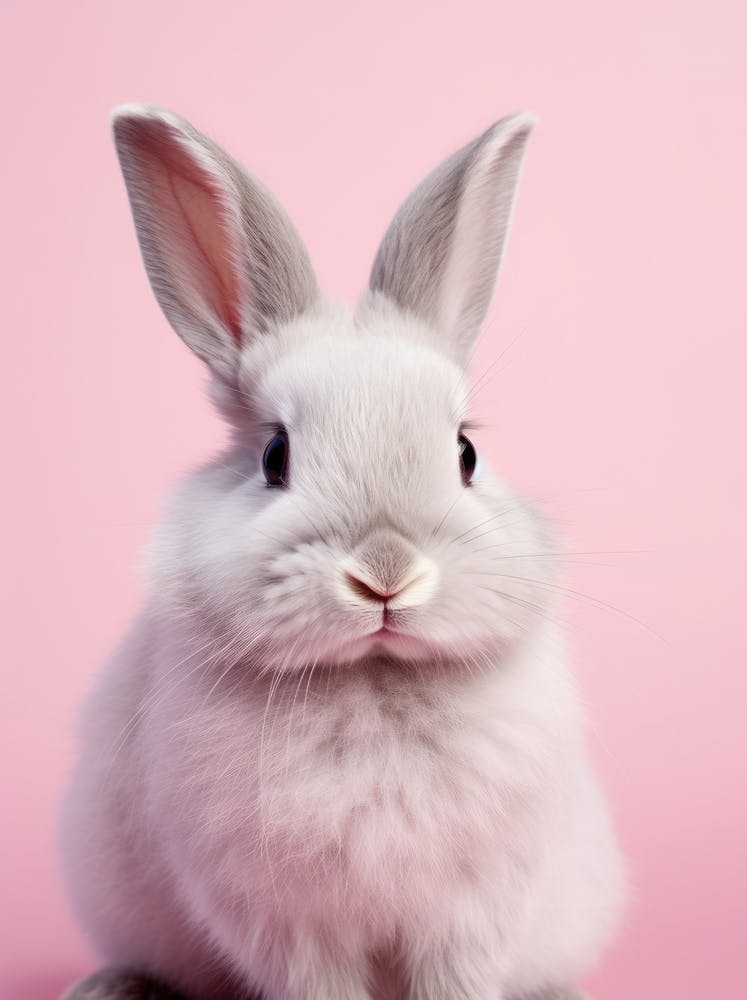 Cute Rabbit On Pink Background