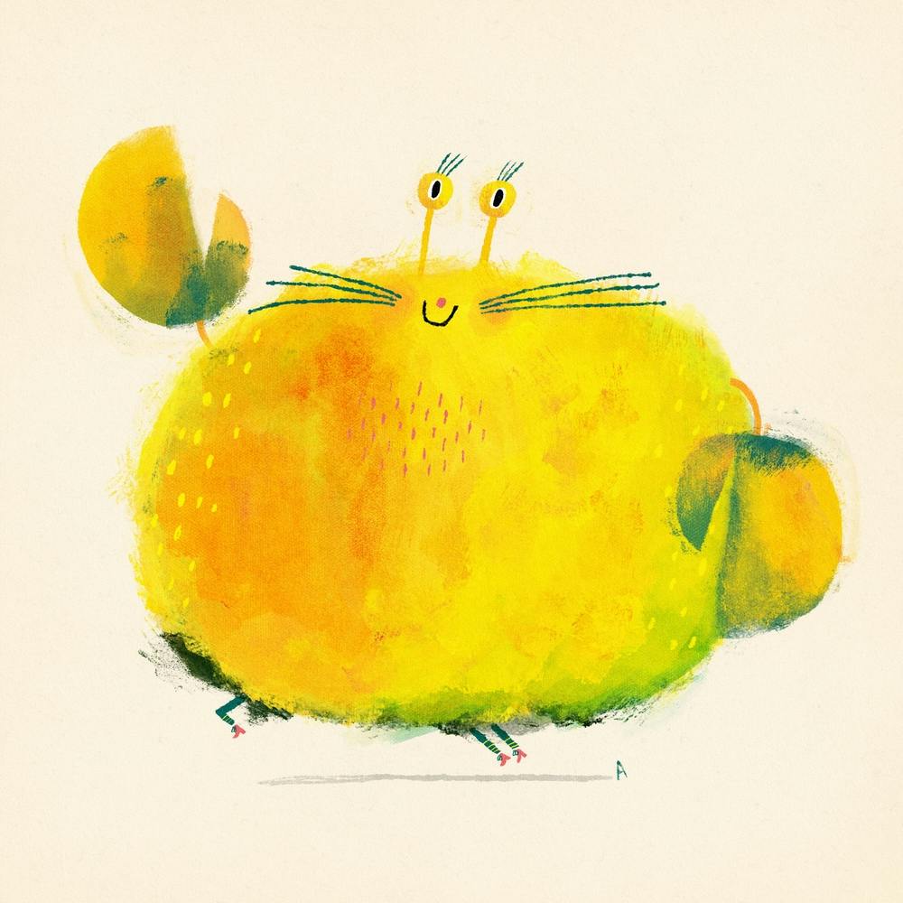 Happy Jumping Yellow Crab