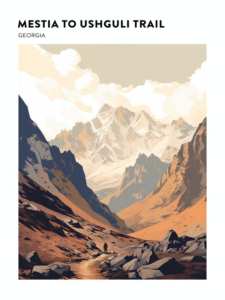 Mestia To Ushguli Trail Georgia 2 Hiking Trail Landscape Poster