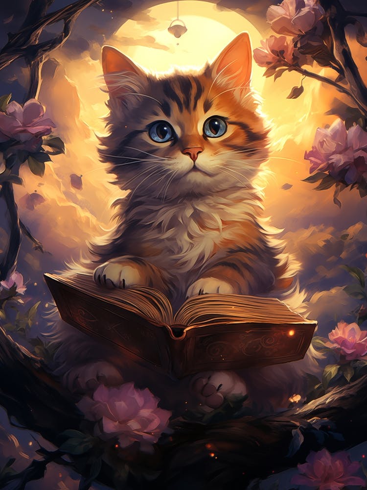 Cat Reading A Book