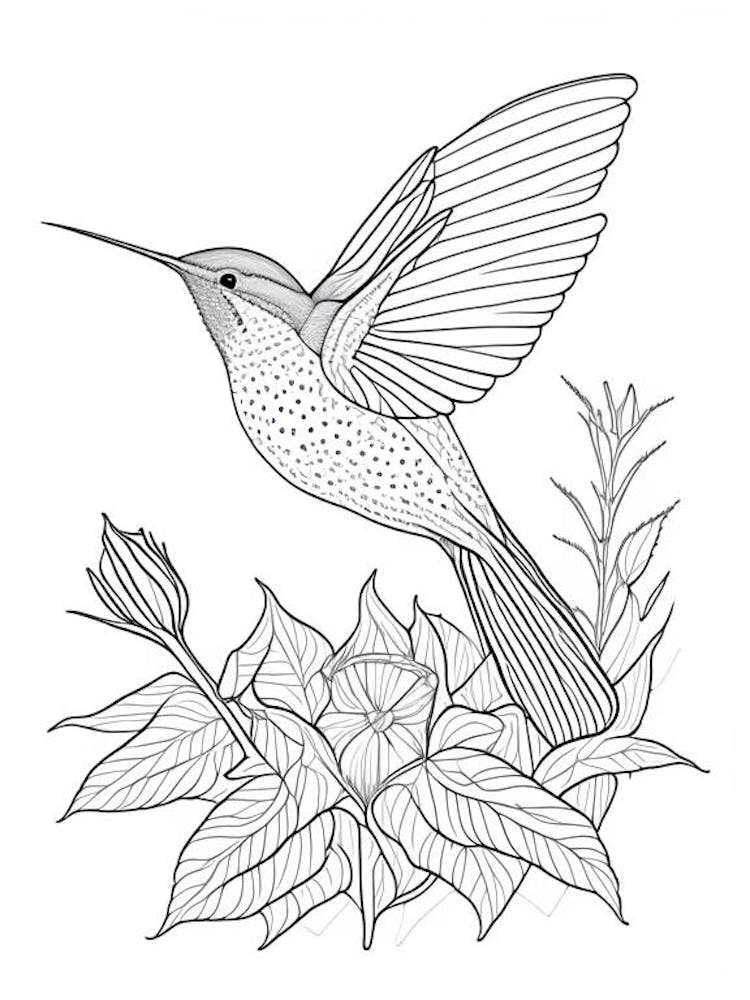 Allen S Hummingbird William Morris Line Drawing 1