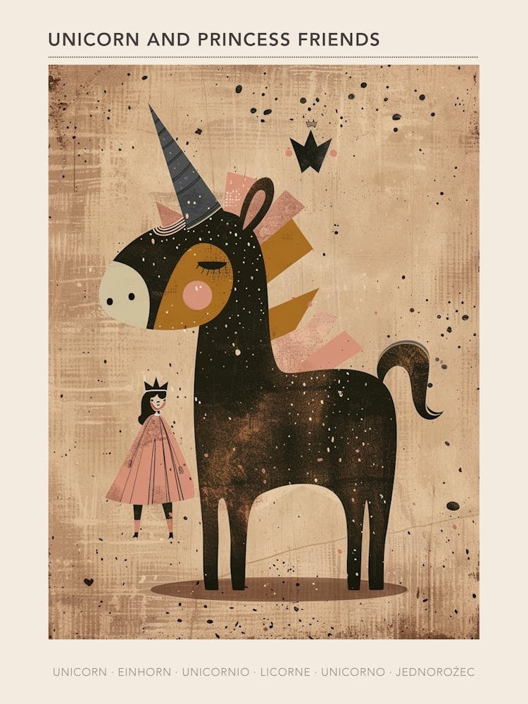 Unicorn & Princess Muted Pastels 2 Poster