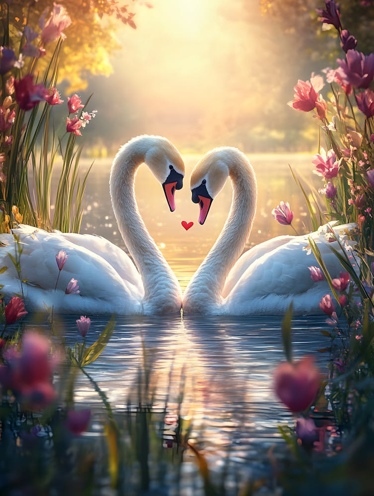 Amazing Swan Couple in the Lake 19