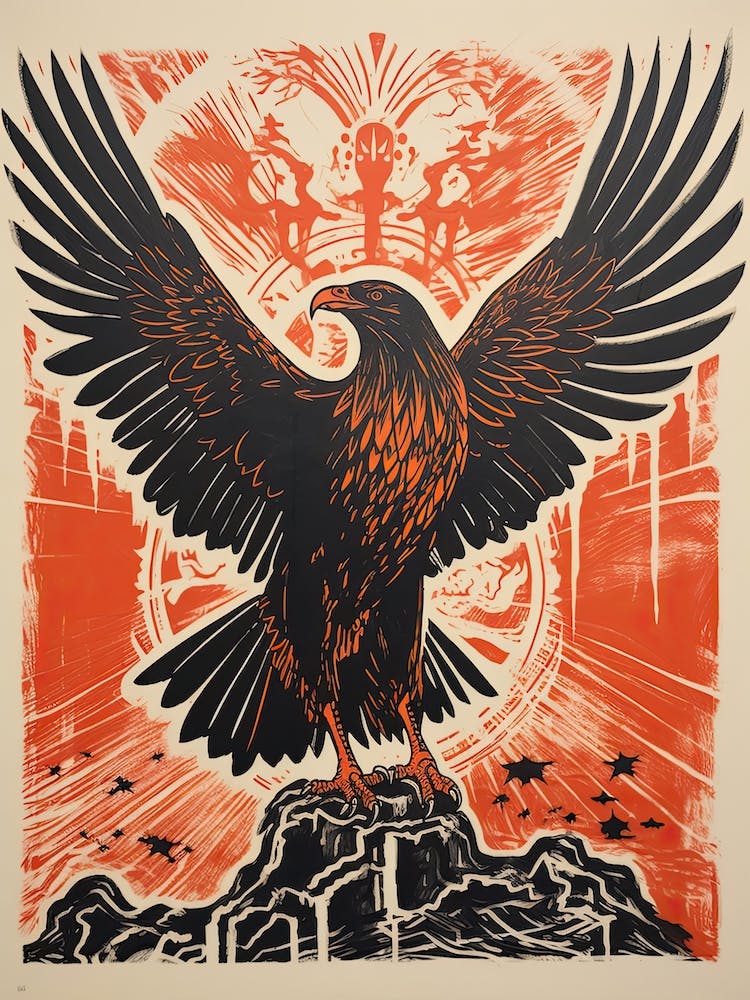 Eagle, Woodblock Animal  Drawing 1