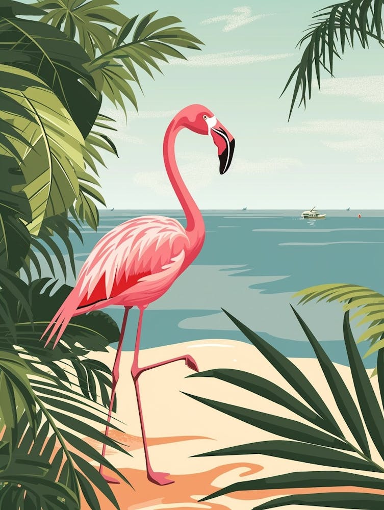 Greater Flamingo East Africa Kenya Tropical Illustration 1