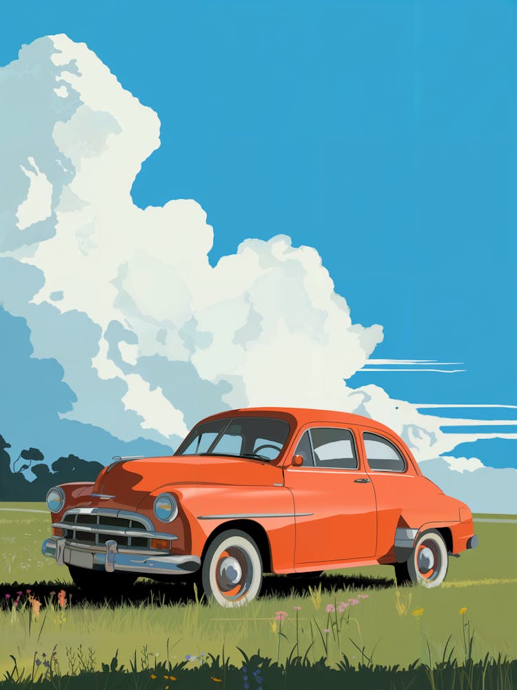 Vintage Car In The Field