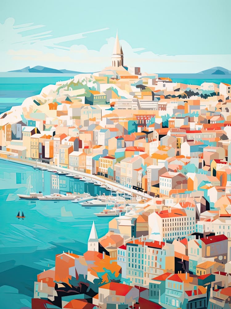 Marseille, France, Geometric Illustration 6
