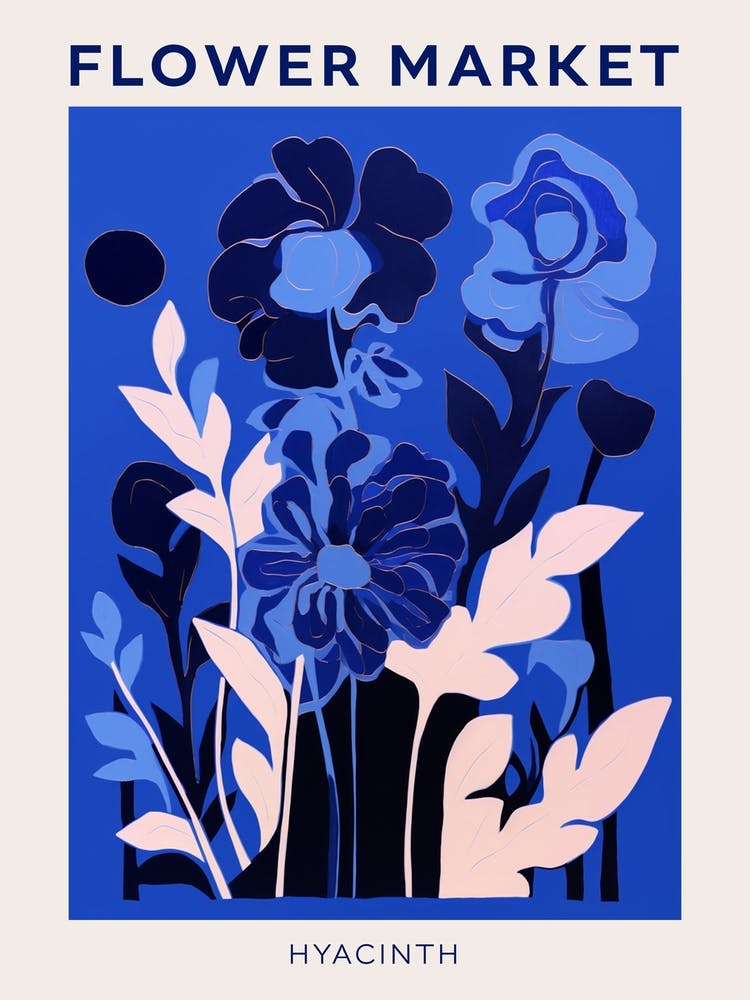 Blue Flower Market Poster Hyacinth 1