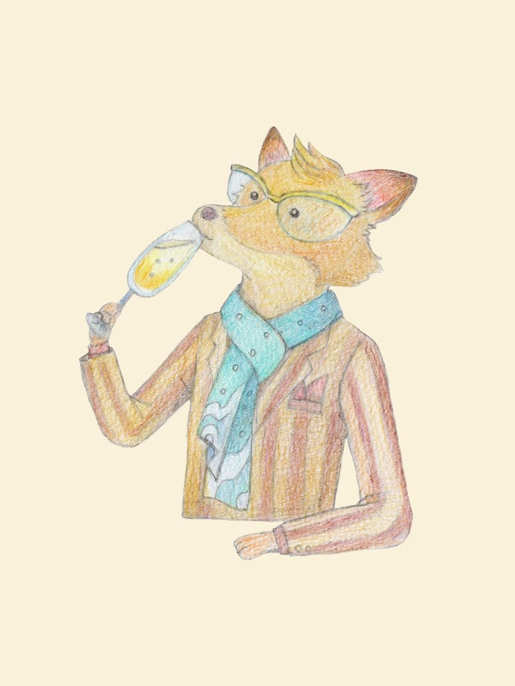 Fox and sparkling wine