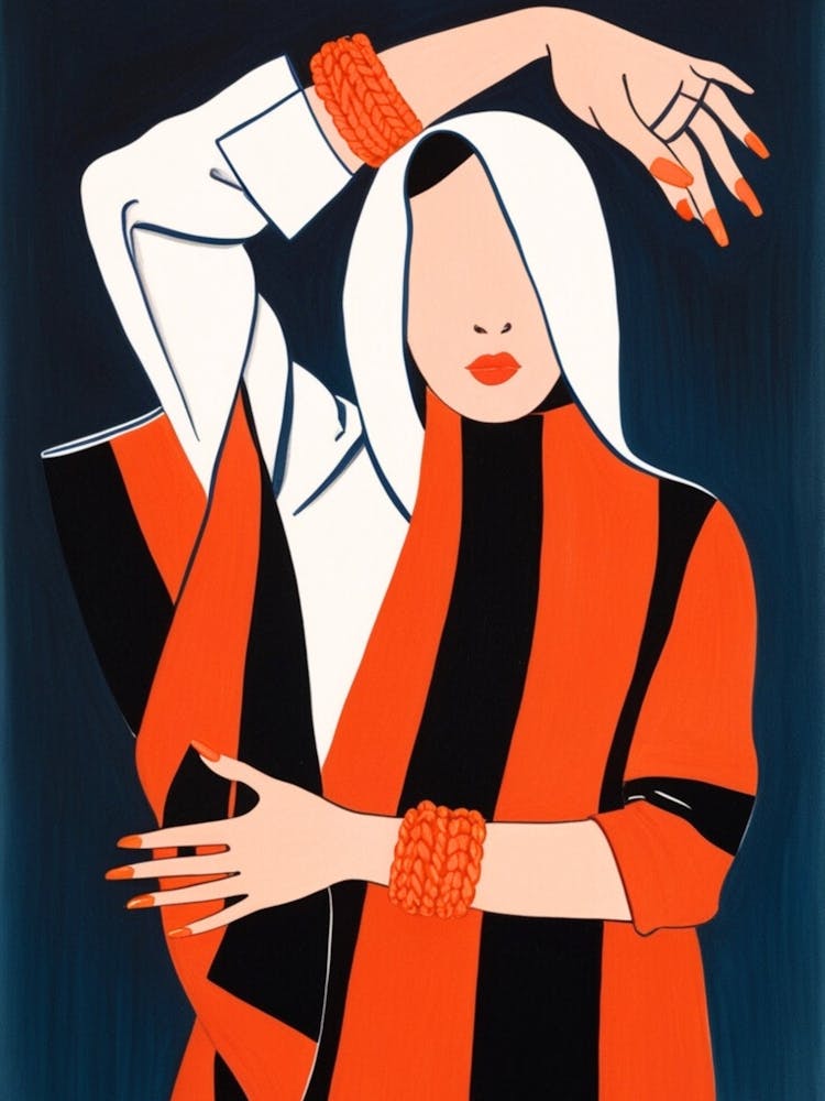 Woman In Black And Orange